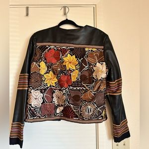 Size Large La Matilde embroidered leather jacket